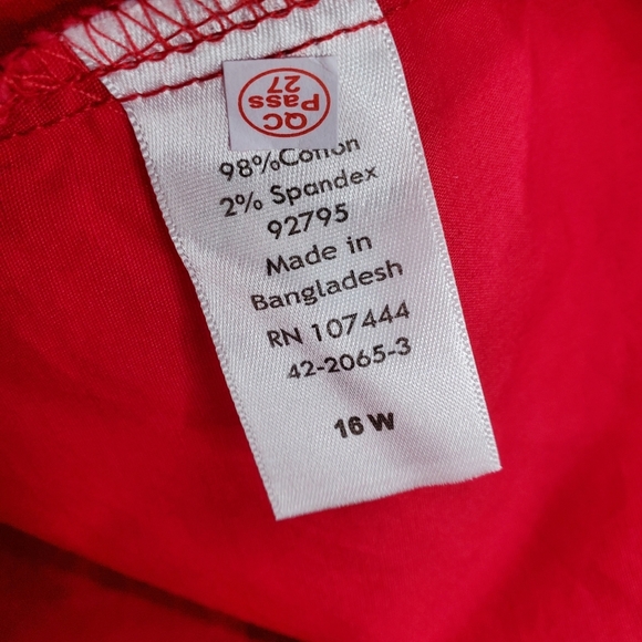 Jessica London Blouse Top Split Neck Tunic Shirt Plus Size 16W Collared Red - Picture 10 of 11